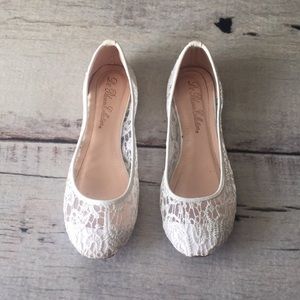 David’s Bridal White Lace Flats